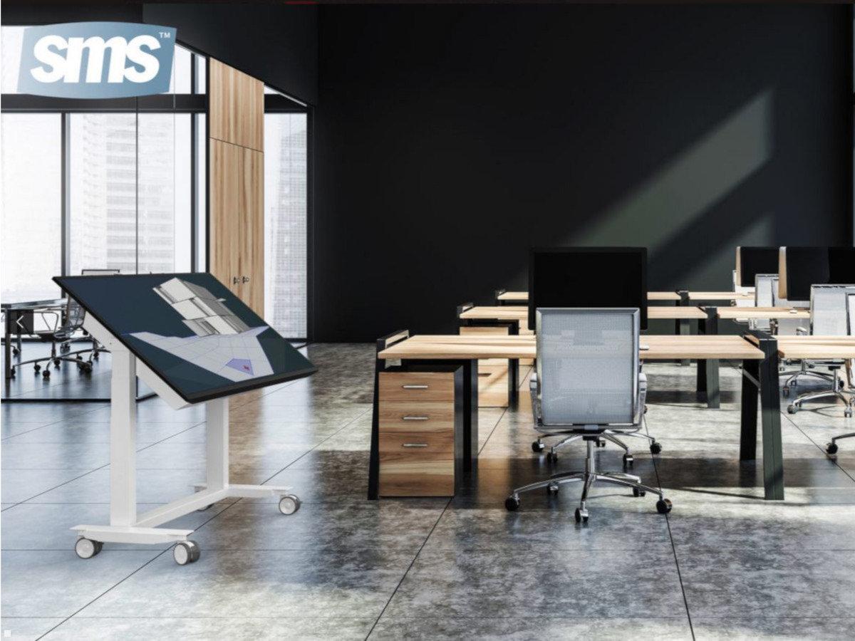 SMS Func VeriTable elektrischer Monitorständer, 90° neigbar, mobil, weiß Anwendungsbeispiel