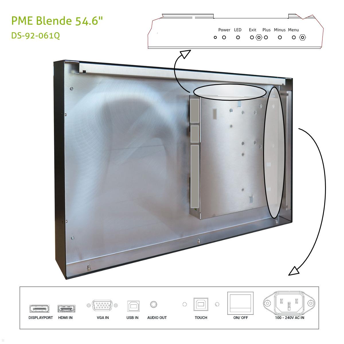 Distec BLO-Line A1 Brandschutz Monitor 54.6 Zoll PME Blende quer (DS-92-061Q) Anschlüsse