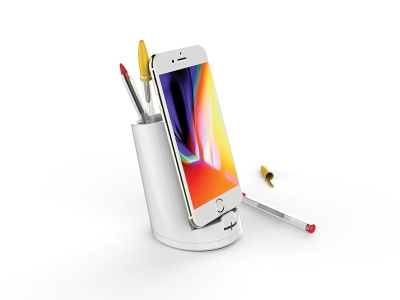 miniBatt MB-PWCUP Stifthalter mit kabellosem Qi-Ladegerät schnelles aufladen