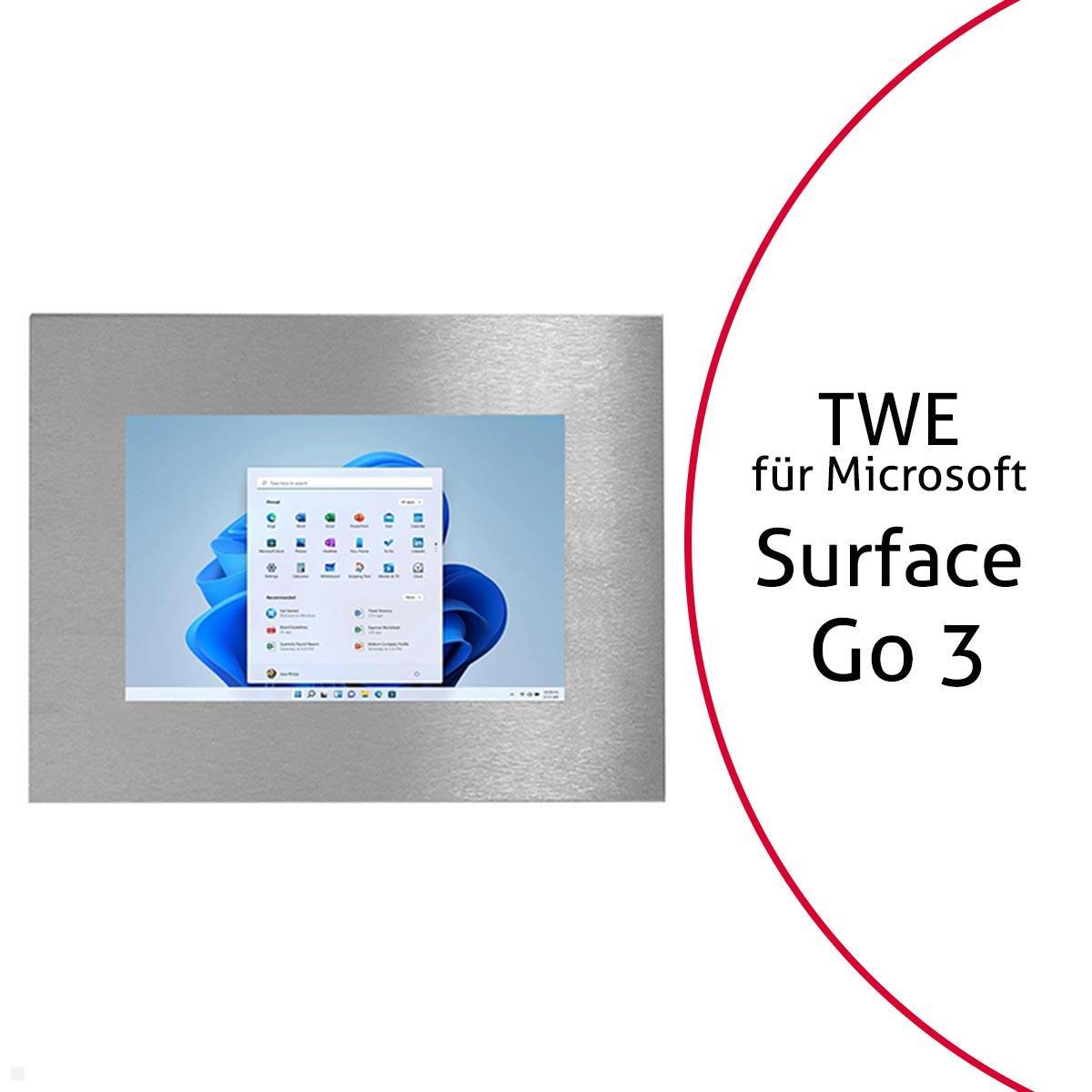 TabLines TWE099E Tablet Wandeinbau für Microsoft Surface Go 3, Edelstahl