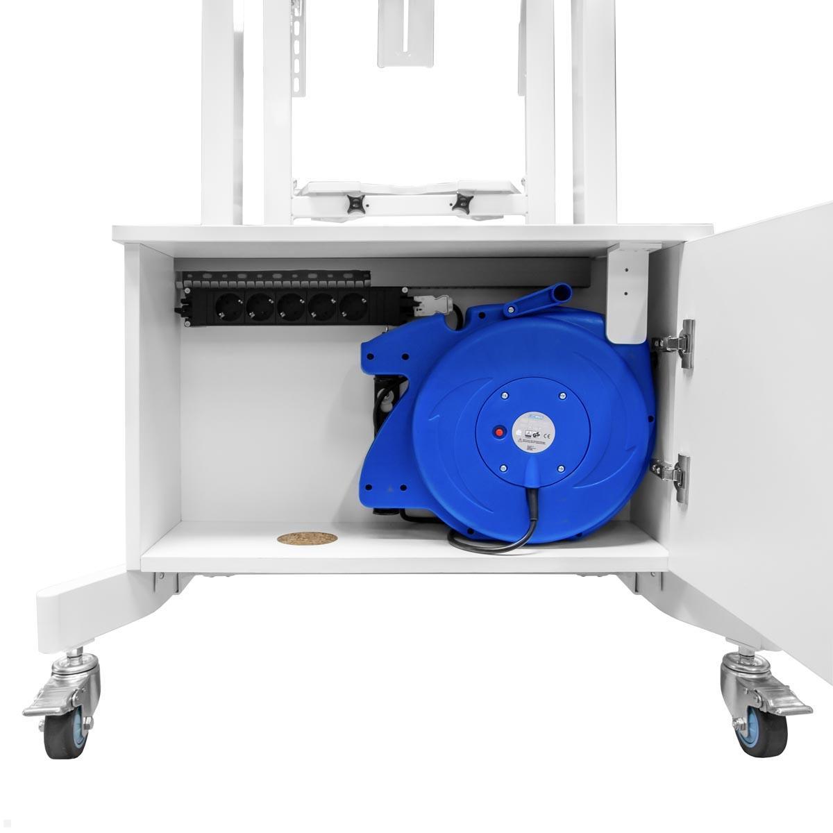 MonLines MBS016W Elektrischer Monitorständer mit Ablage / Kabelaufroller Box bis 98Zoll Detail Kabelrolle