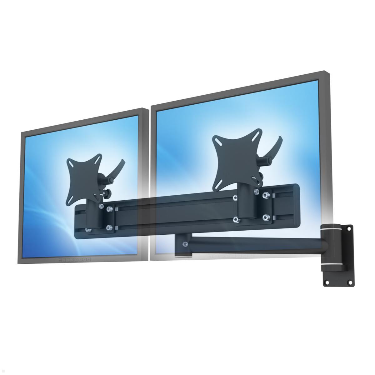 MonLines MWH222B TFT-Star schwenkbarer Wandhalter für 2 Monitore mit Flat System, schwarz