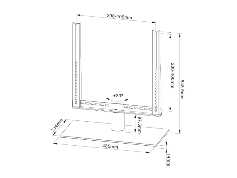 Cavus CAVTSM TV Tischständer schwenkbar Maße