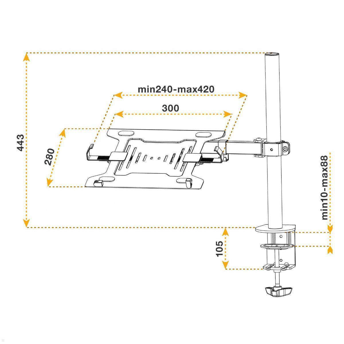 MonLines NTH001 Tischhalterung mit Notebookhalterung Maße