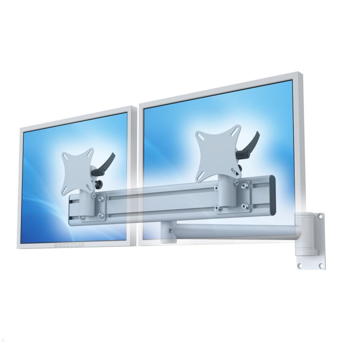 MonLines MWH222G TFT-Star schwenkbarer Wandhalter für 2 Monitore mit Flat System, grau