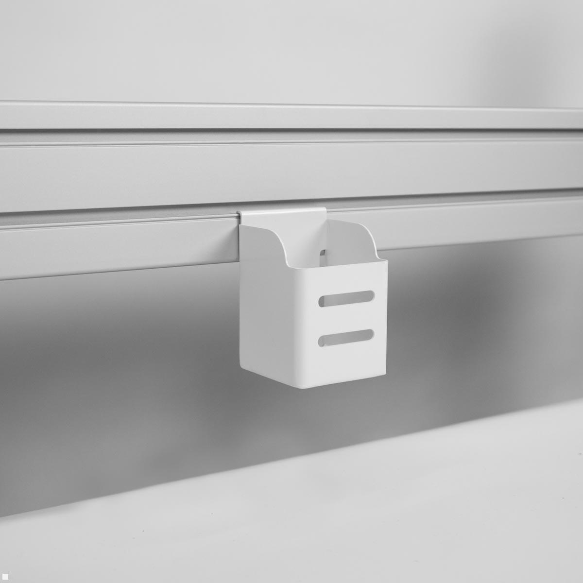 MonLines Slatwall Zubehör Stiftebox in Weiß für Büro, MSH005, Montage Systemschiene