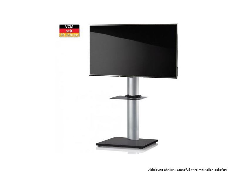 VCM Onu Schwarzlack Fernsehständer mit Regal mit Rollen