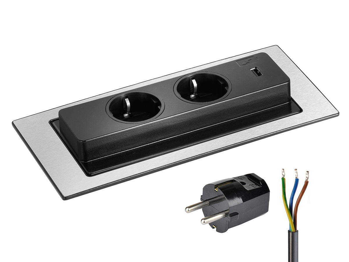 EVOLine BackFlip Cuisine 2x Steckdose, 1x USB Charger