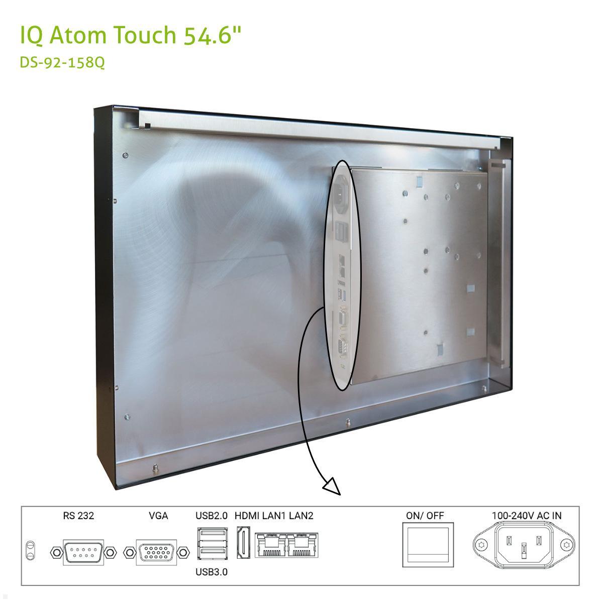 Distec BLO-Line A1 Brandschutz Monitor 54.6 Zoll IQ Atom Touch quer (DS-92-158Q) Anschlüsse