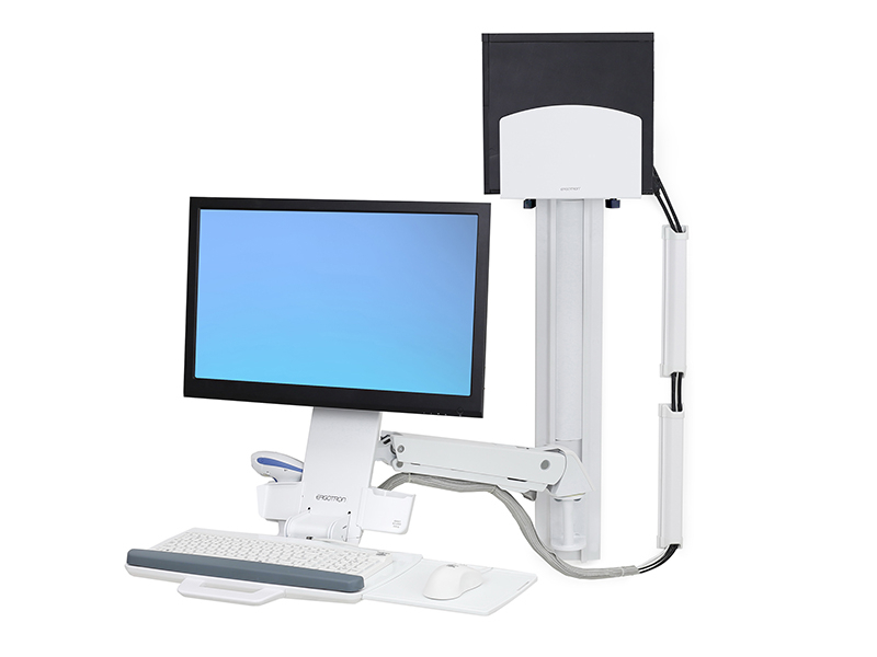 Ergotron StyleView Sit-Stand Combo Wandhalterung mit PC Halter Medium (45-271-216) weiß
