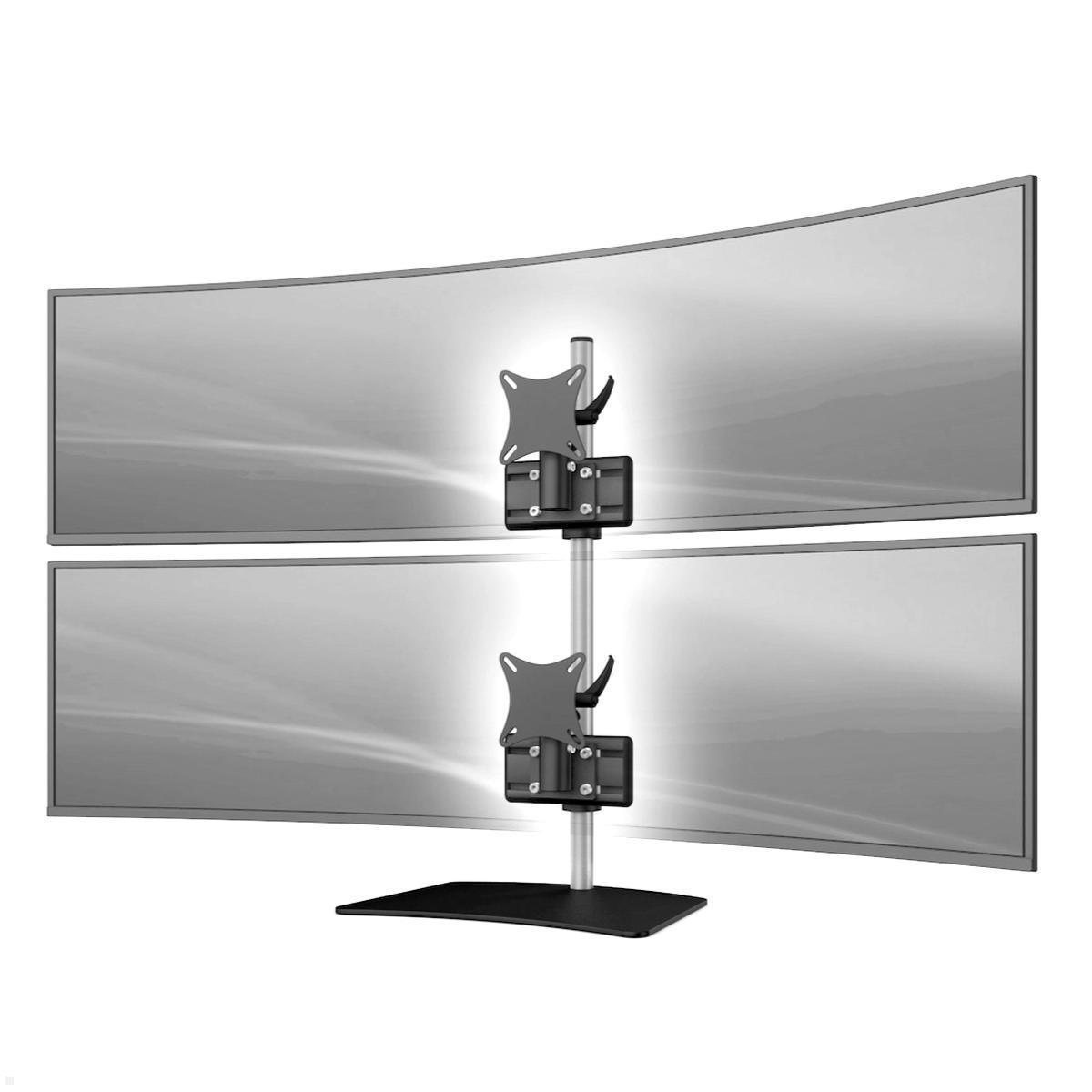 MonLines MTH250B Monitorhalter Standfuß für 2 Curved Monitore übereinander bis 49 Zoll, schwarz