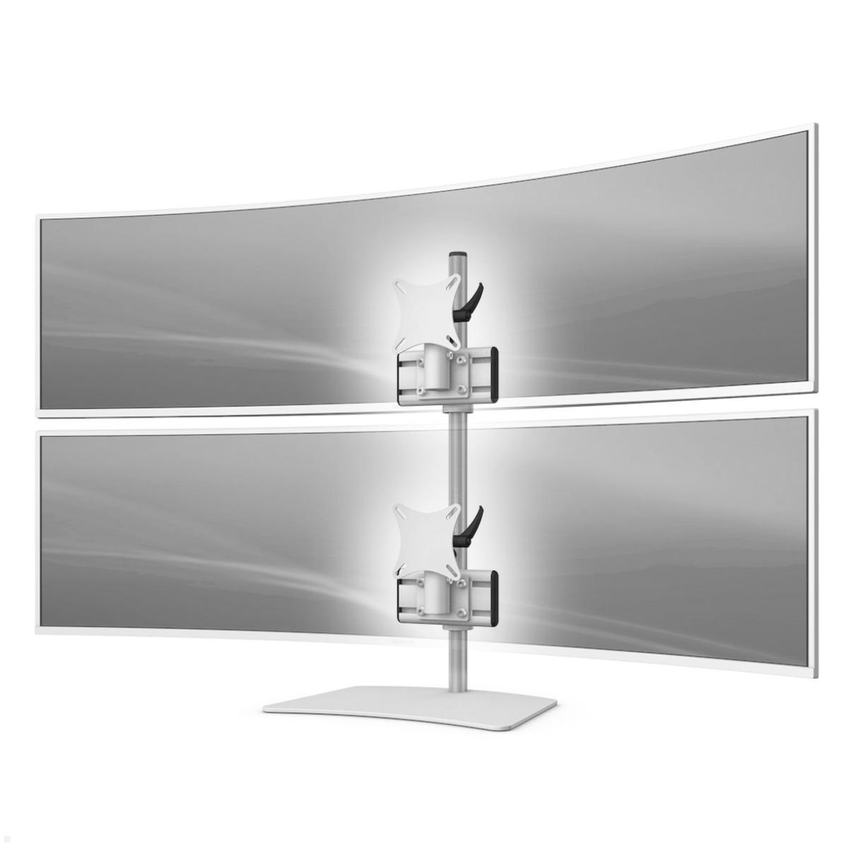 MonLines MTH250G Monitorhalter Standfuß für 2 Curved Monitore übereinander bis 49 Zoll, grau