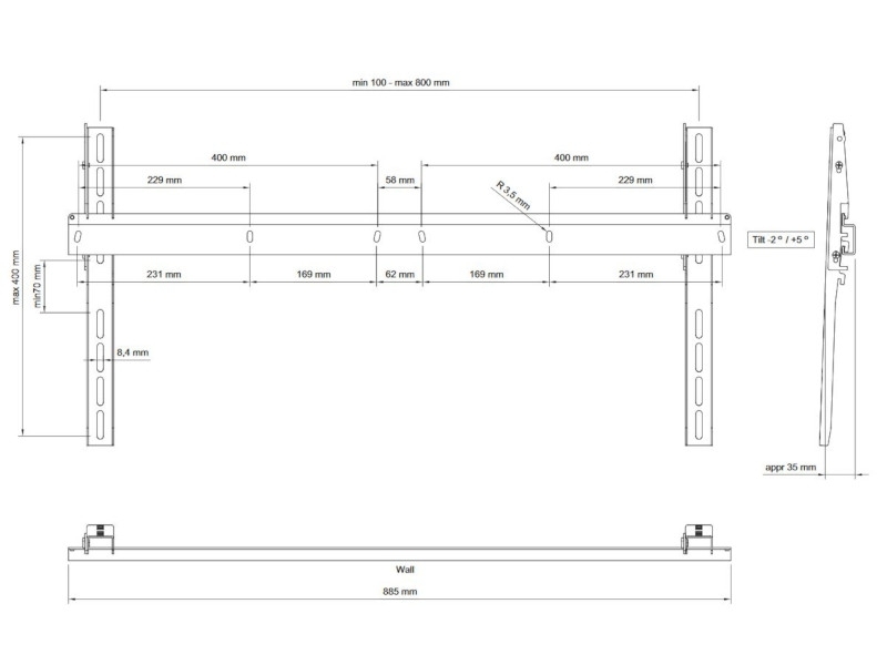 SMS Func Bracky XL TV Wandhalterung (PL020050) Zeichnung