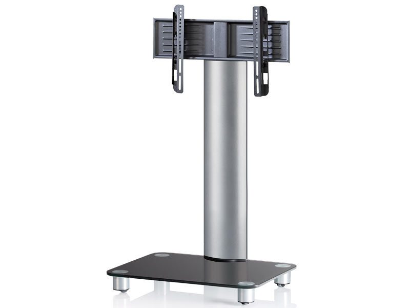 VCM Bilano silber Schwarzglas Fernsehständer inkl. Rollen