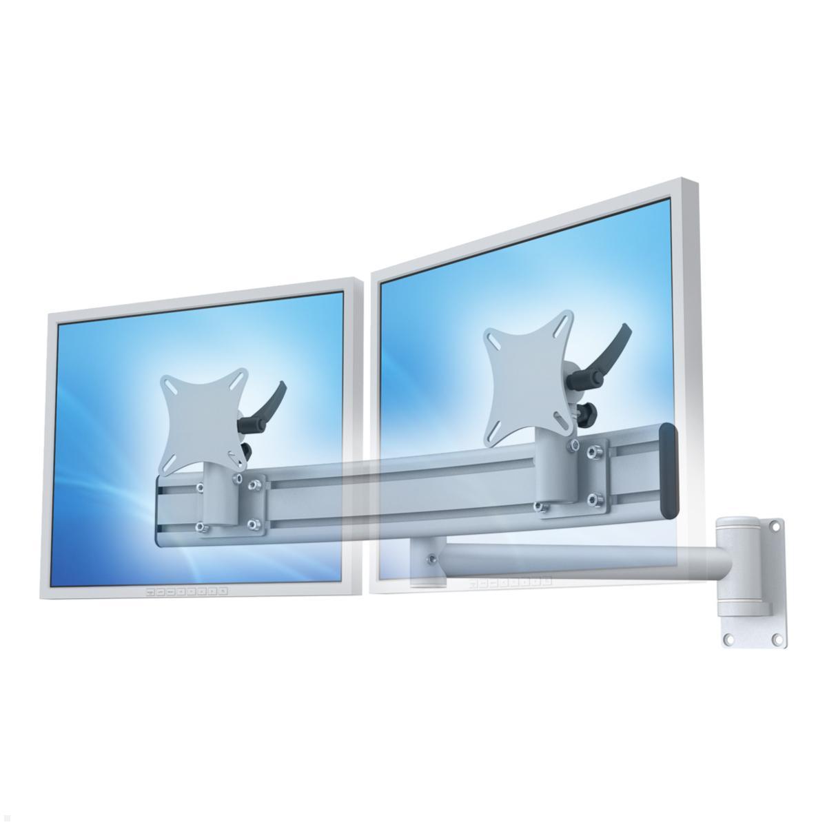 MonLines MWH223G TFT-Star schwenkbarer Wandhalter für 2 Monitore mit Para System, grau