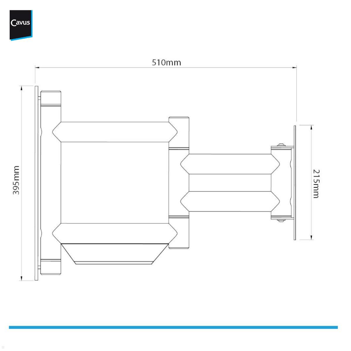 Cavus WMV8050 schwenkbare TV Wandhalterung bis 50 kg, schwarz technische Zeichnung