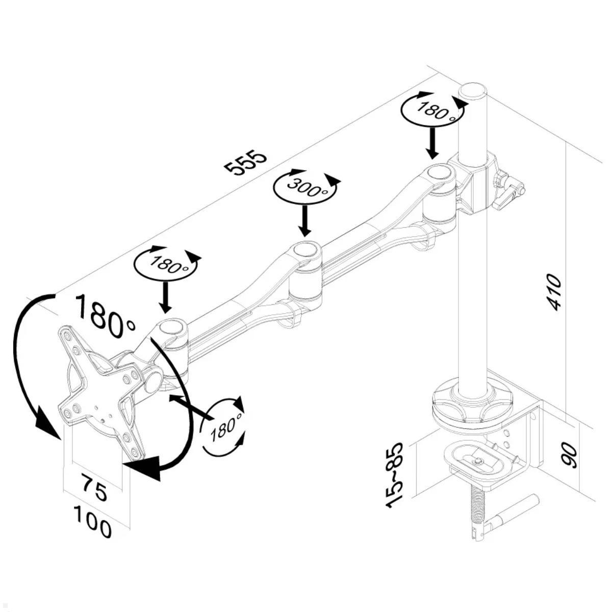 Neomounts FPMA-D1030 Monitor Tischhalterung mit Klemme, Skizze