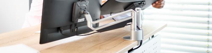 2-fach Schreibtisch Monitor Halterung mit Tischklemme / Tischzwinge