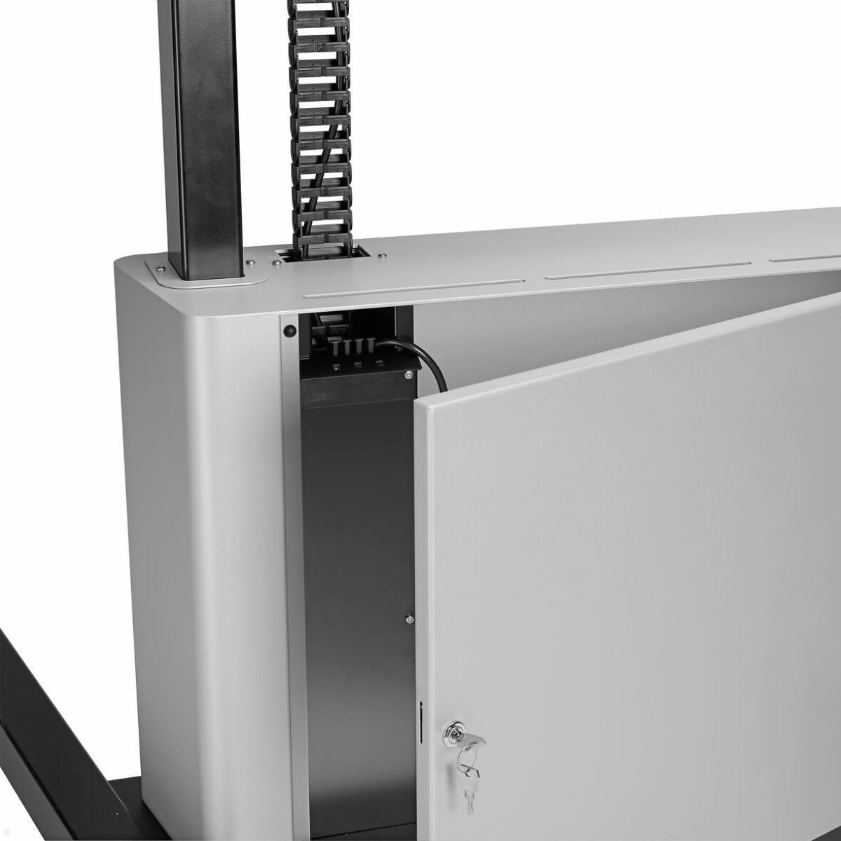 Vogels PFTE 7111 elektrisch höhenverstellbarer Display Wagen mit Schrank, Abschließbar