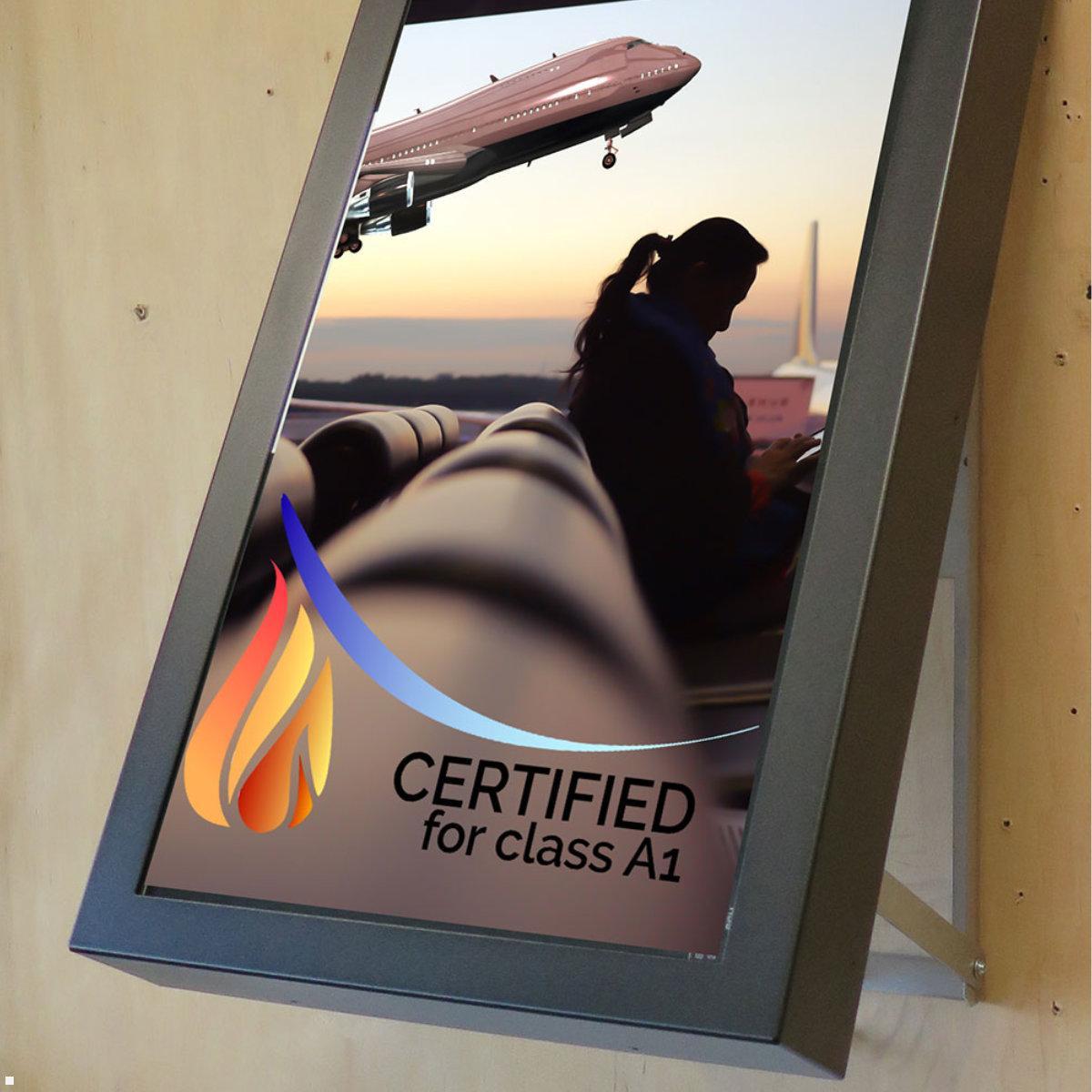 Distec BLO-Line A1 Brandschutz Monitor 54.6 Zoll VideoPoster Blende quer (DS-92-126Q) Wandhalterung