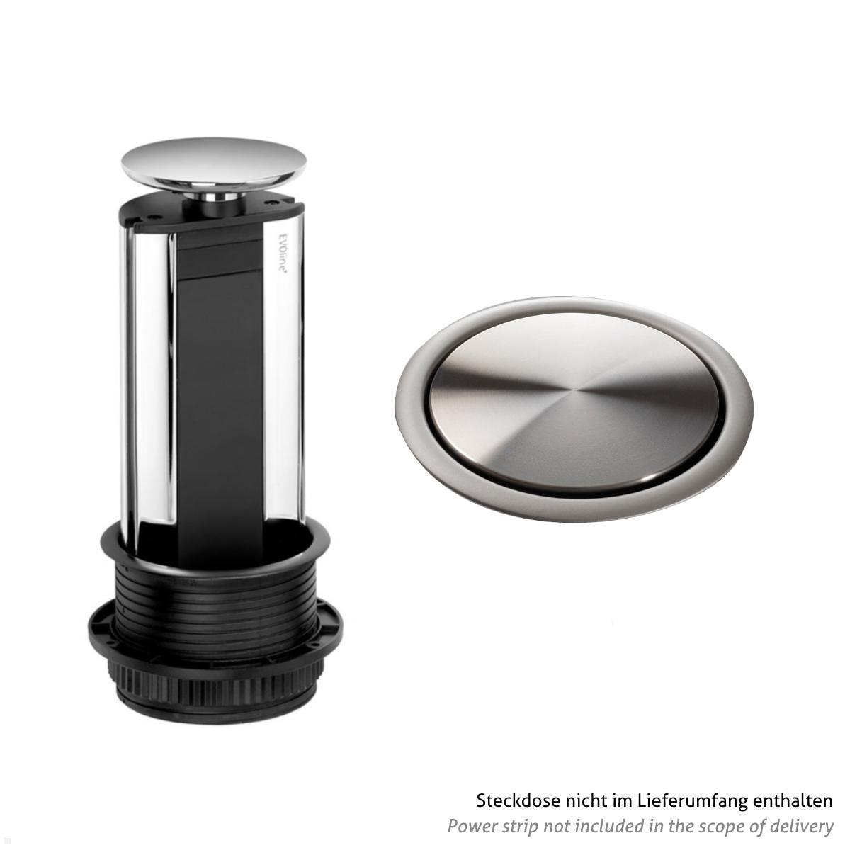 EVOline Zubehör Wippdeckel für Port Steckdose, Edelstahl