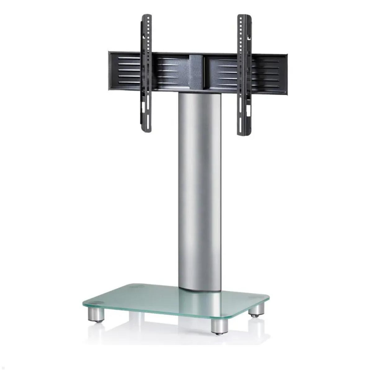 VCM Tosal Mobiler TV Ständer ohne Regal bis 70 Zoll, Mattglas, silber