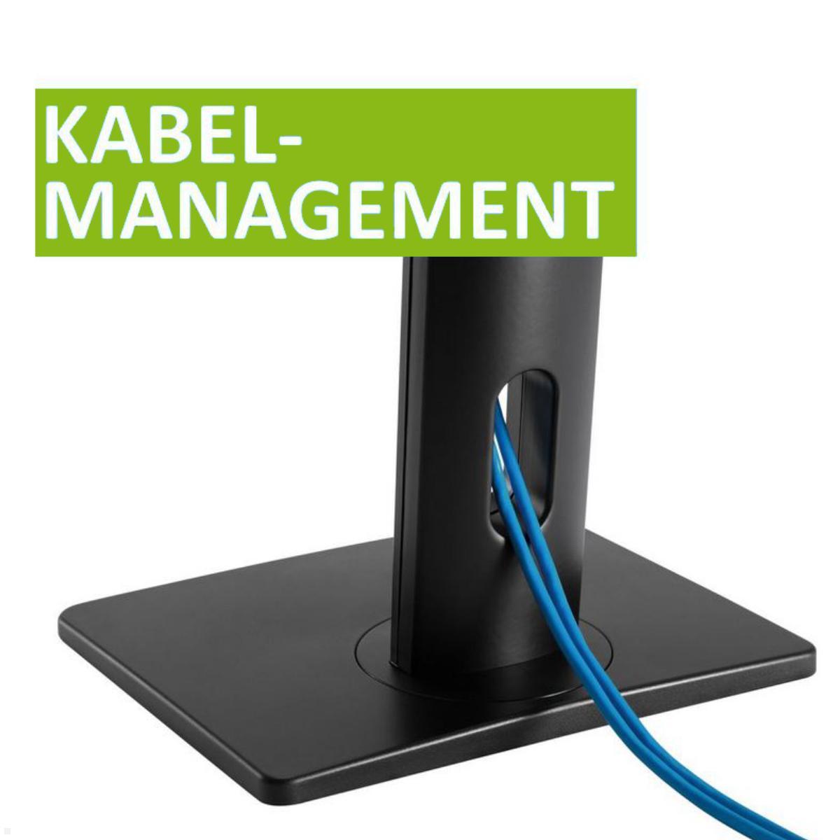 MonLines MTS600B Tisch Monitorständer bis 32 Zoll, höhenverstellbar, schwarz Kabelmanagemnent