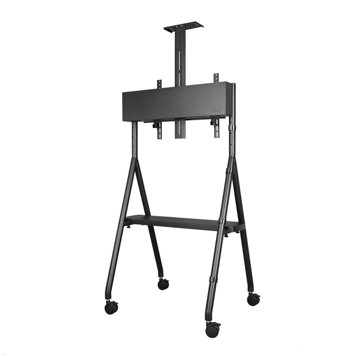 Neomounts NS-M1500BLACK mobiler Videokonferenz Ständer bis 65 Zoll, schwarz, mit Ablage für Kamera