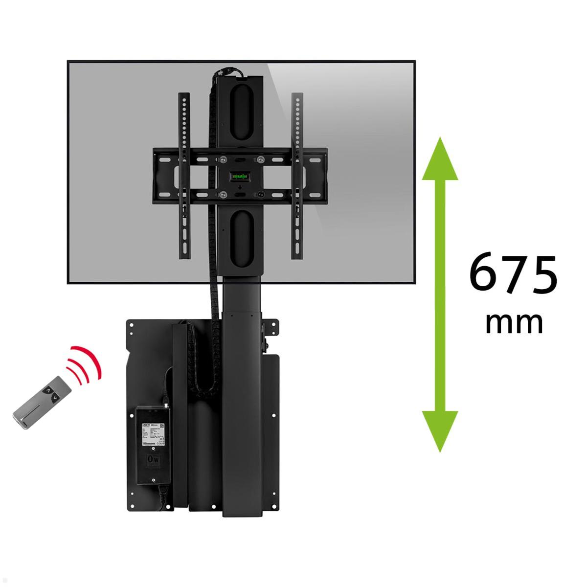 MonLines MLW675B TV Lift Wandhalterung elektrisch, 675mm, schwarz