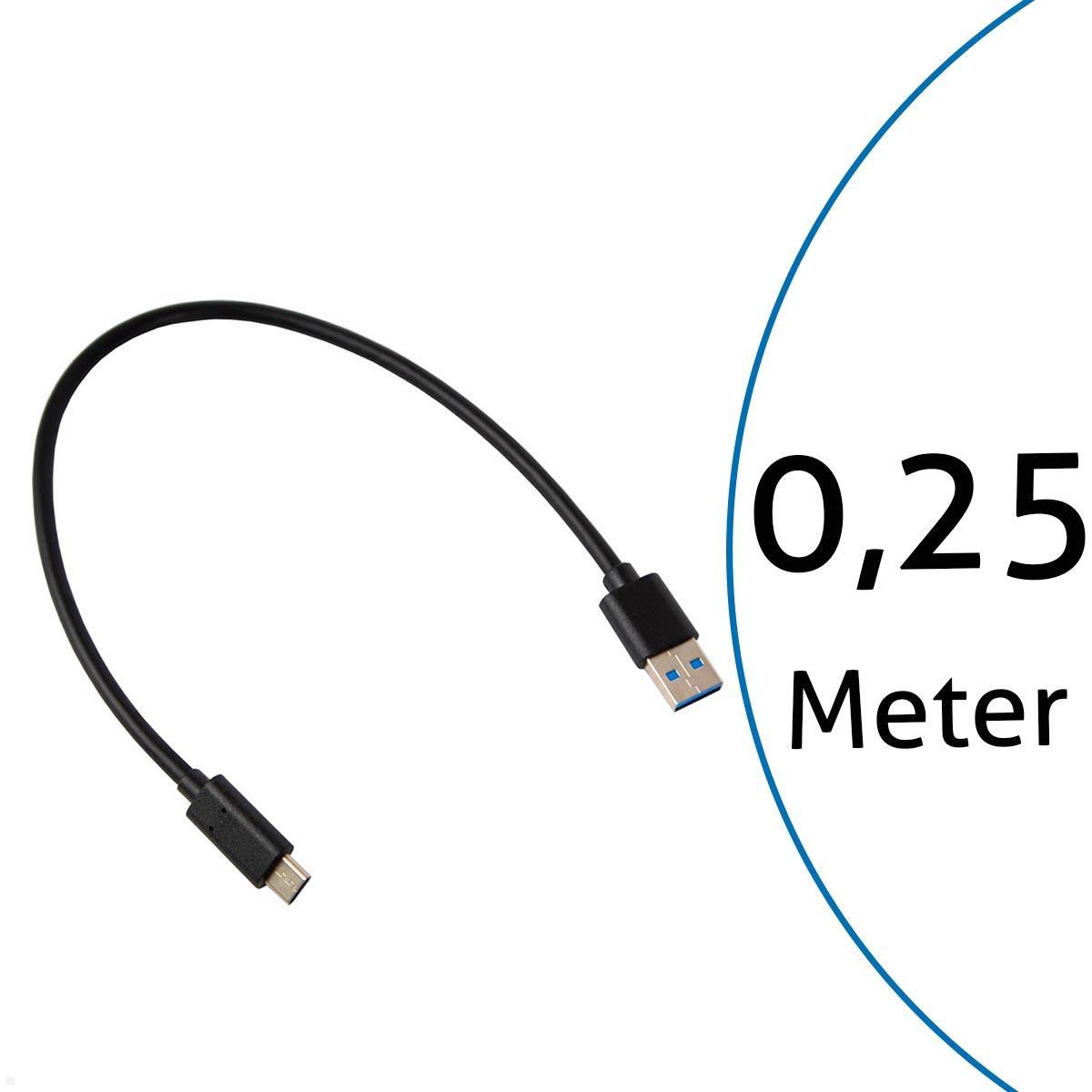 TecLines TUC017B USB-A auf USB-C Kabel 25 cm, schwarz