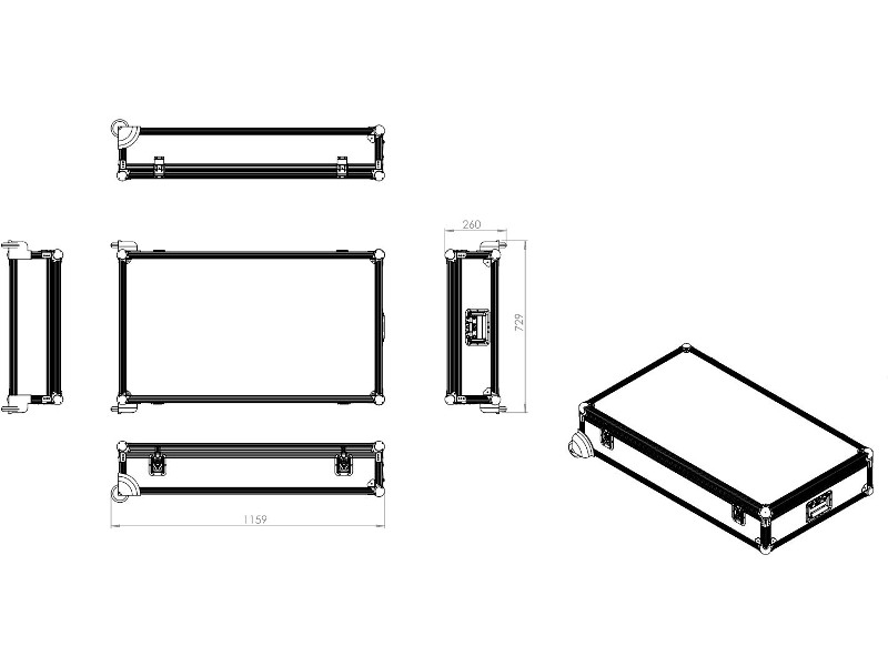 Case für Messekit SMS FH T & FH MT 2000 Standfüße (2-geteilt) Zeichnung