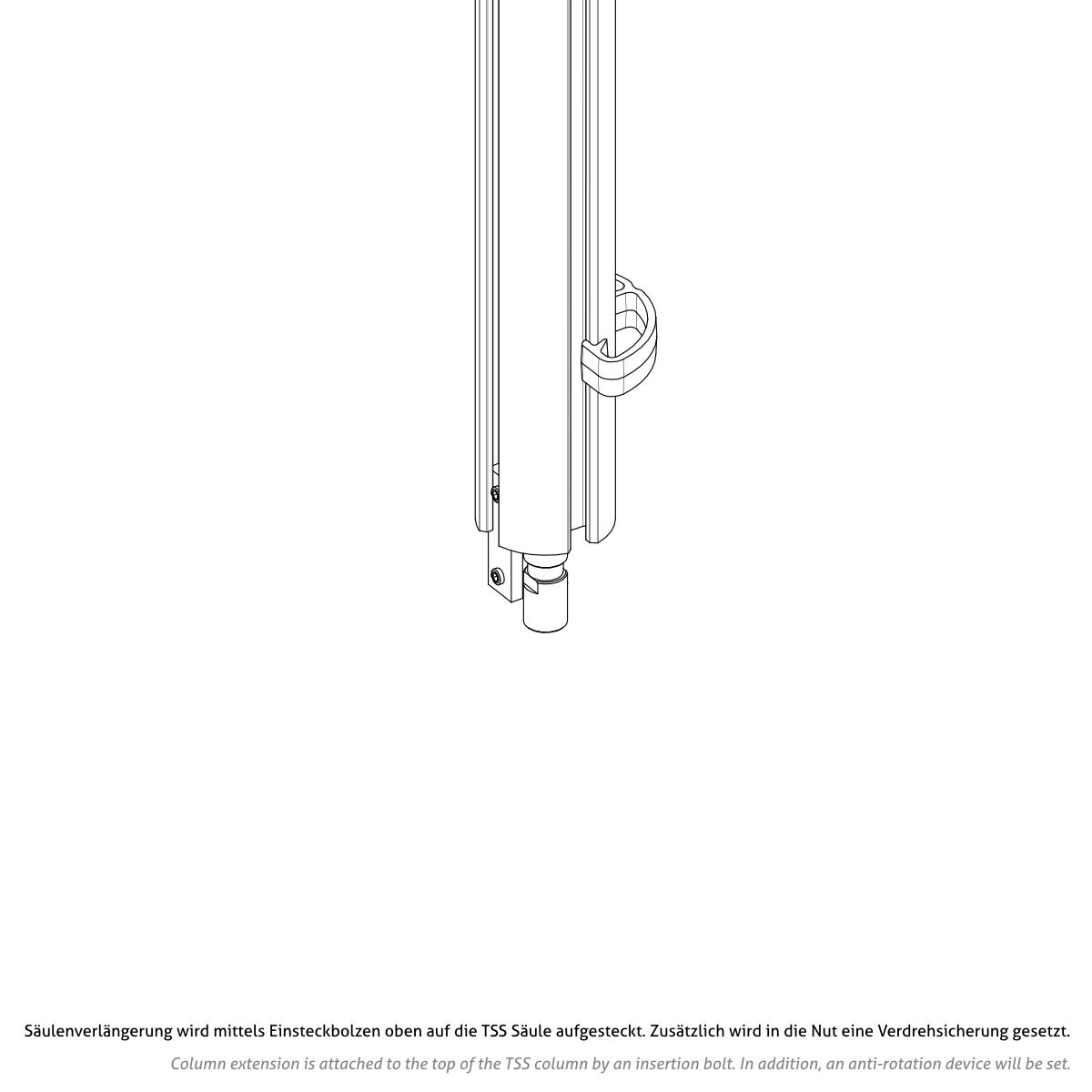 Novus TSS 445 mm Säulenverlängerung (961+2609+000) Montage