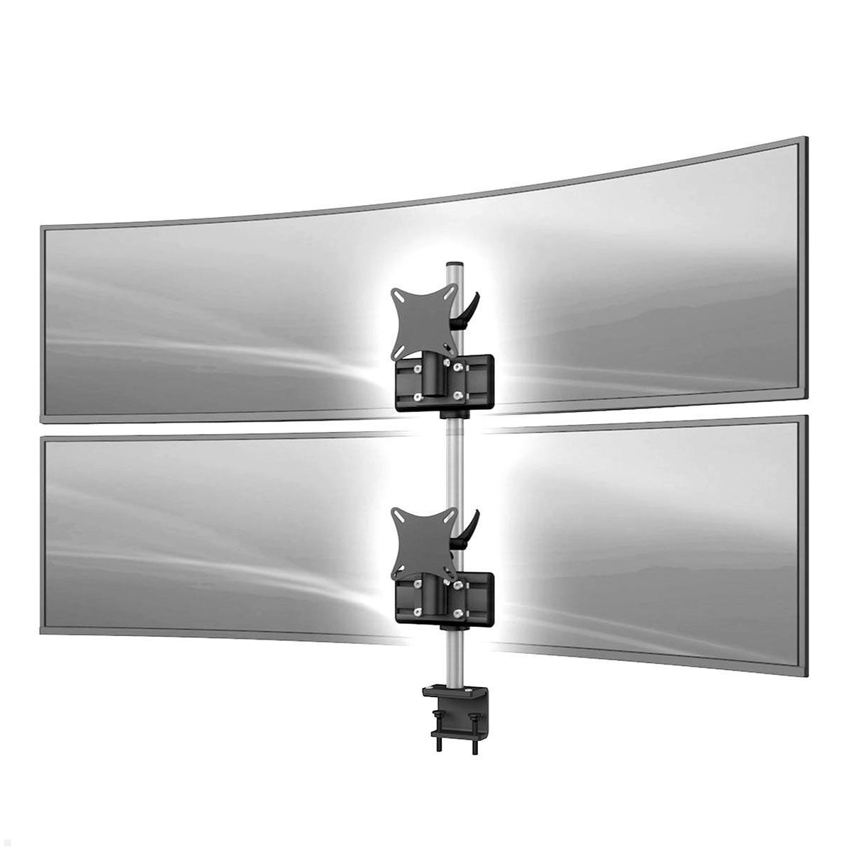 MonLines MTH251B Monitorhalter für 2 Curved Monitore übereinander bis 57 Zoll mit Tischklemme, schwarz