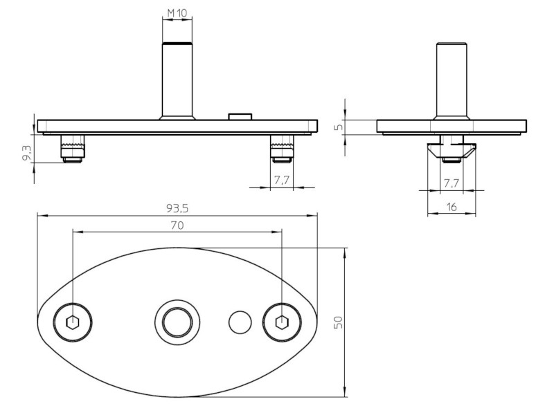 Novus Zubehör Systemschienenbefestigung für TSS Säulen (796+0369+000) Zeichnung