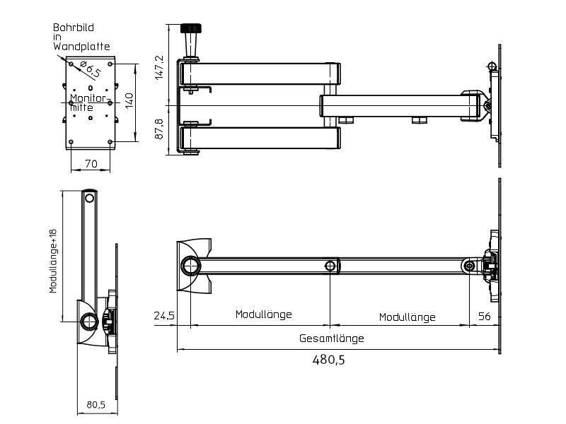 Novus SKY 10N TV Wandhalterung arretierbar bis 26 Zoll, 200mm Maße