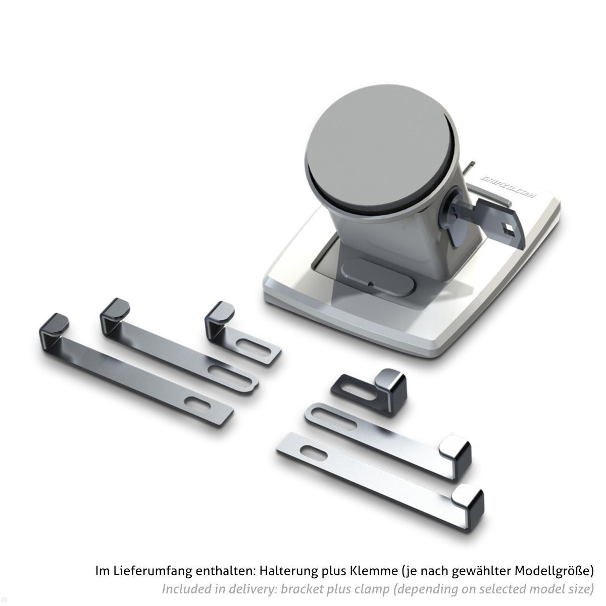 Gripzo V3 Slim Smartphone Tischhalterung 3,5  bis 6,7 Zoll, Diebstahlschutz, Lieferumfang