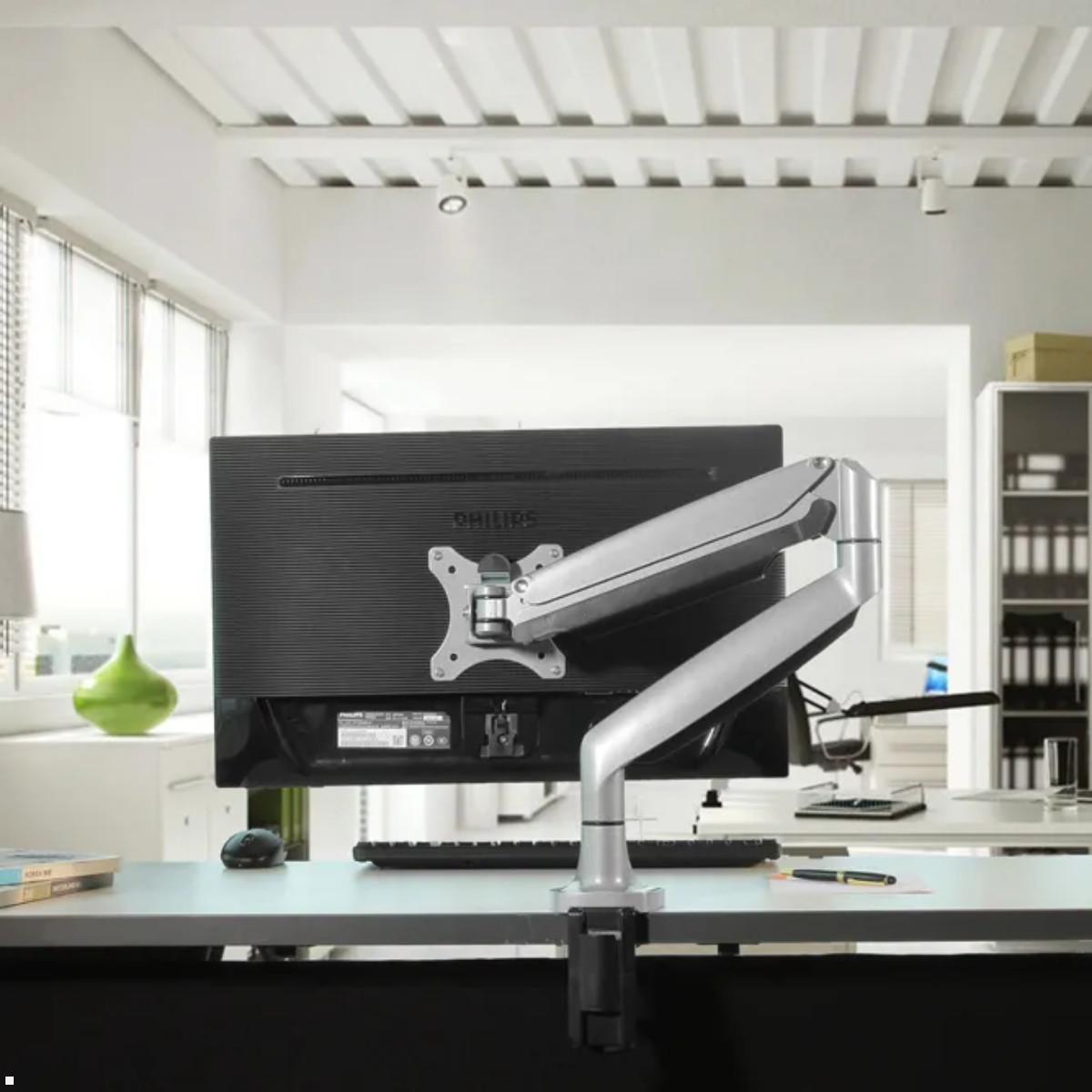 Neomounts Select NM-D750 Monitor Tischhalter, Rückansicht Büro