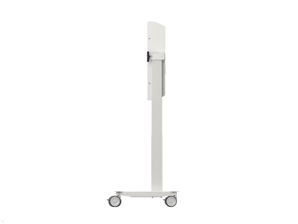 SMS Func VeriTable elektrischer Monitorständer, 90° neigbar, mobil, weiß Seitenansicht