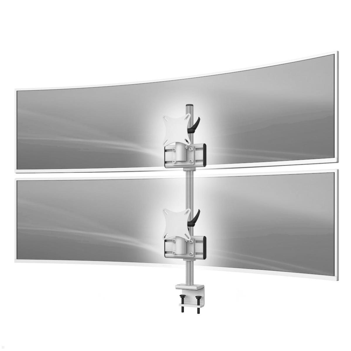 MonLines MTH251G Monitorhalter für 2 Curved Monitore übereinander bis 57 Zoll mit Tischklemme, grau