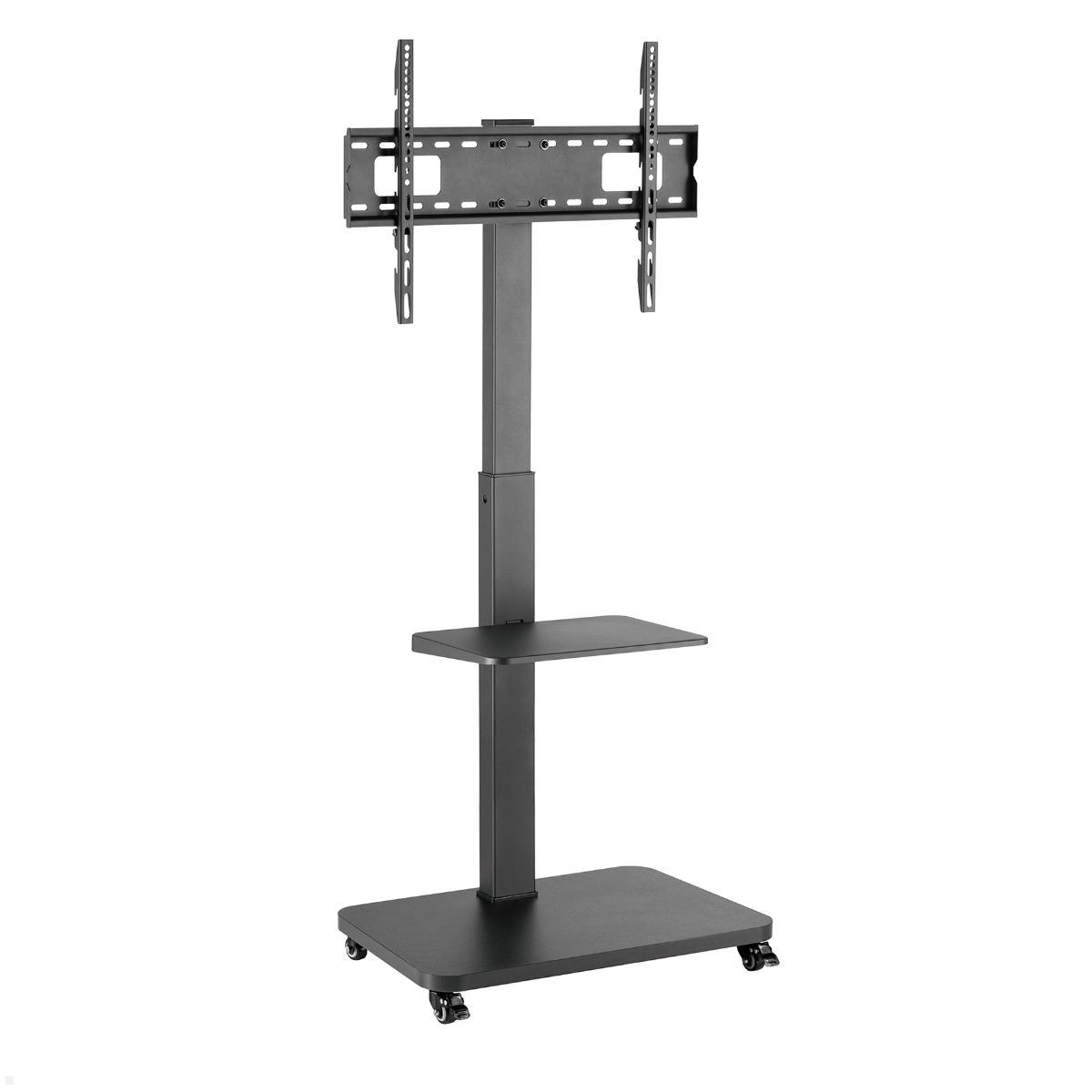 MonLines MBS011B TV Ständer auf Rollen mit Ablage bis 75 Zoll, schwarz