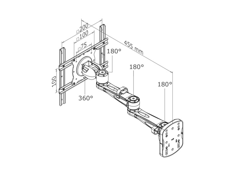 NewStar FPMA-W935 Monitor Wandhalter mit Pivot-Funktion bis 40 Zoll Maße