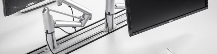 Monitorhalterung für System-/ Organisationsschienen in Schreibtischen