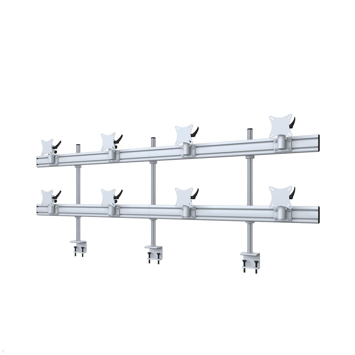 MonLines MTH292G Flat 4+4 Monitorhalterung mit Tischklemme bis 32 Zoll, grau