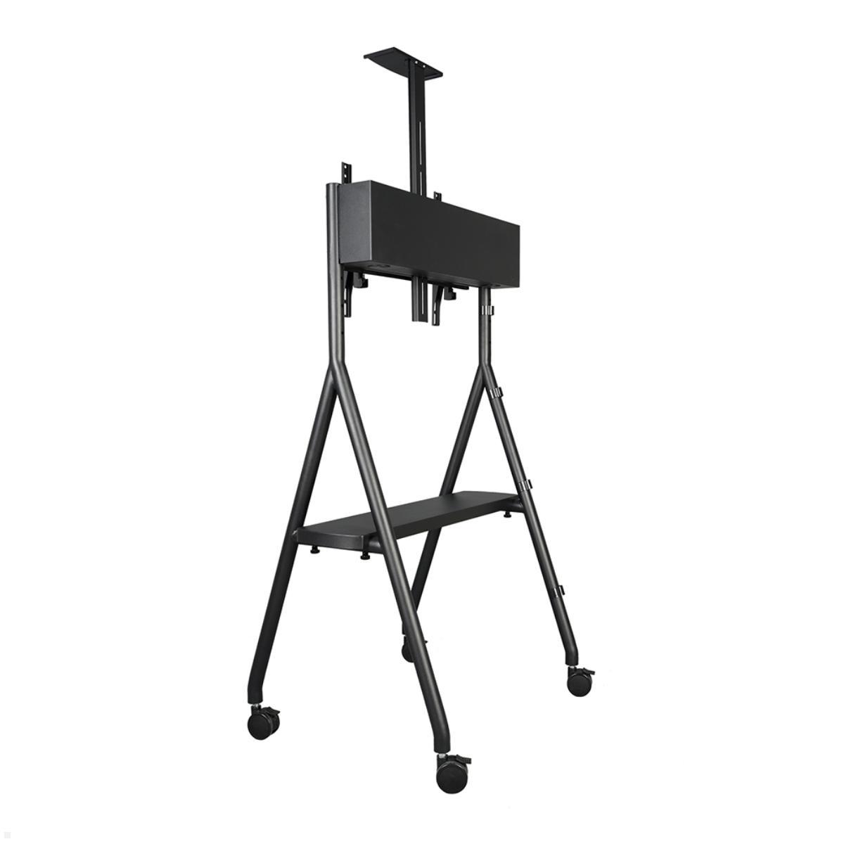 Neomounts NS-M1500BLACK mobiler Videokonferenz Ständer bis 65 Zoll, schwarz, mit Ablage