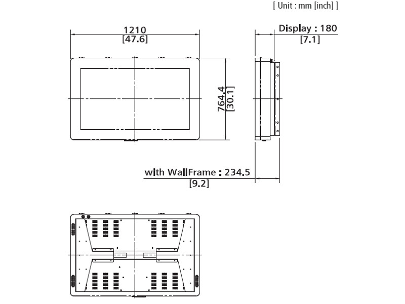 Hyundai H467MSV Outdoor Display Wandhalterung 46" FullHD grau Maße