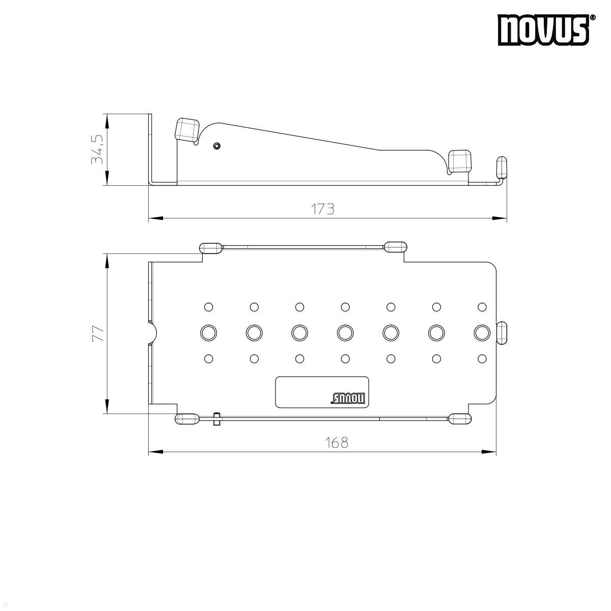 Novus POS Halterung für EC Cash Terminal Verifone P400 ohne Griff (851+0035+042) technische Zeichnung