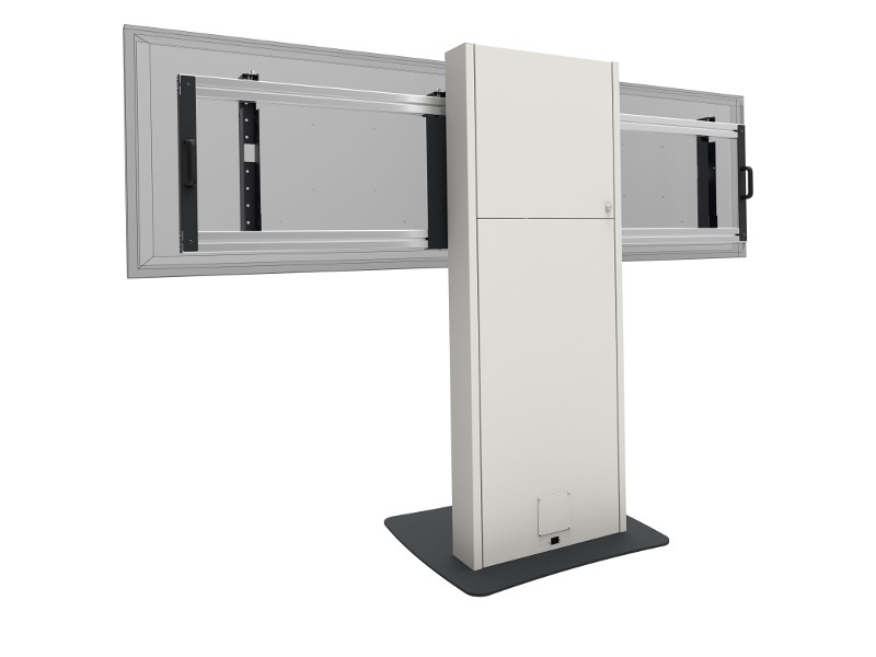 SmartMetals elektrischer Dual Monitorständer 65 Zoll Rückseite mit 2 Displays