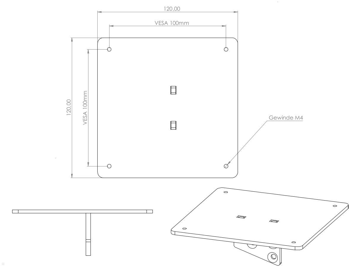 MonLines V073 VESA Adapter für Samsung C34F791 Maße