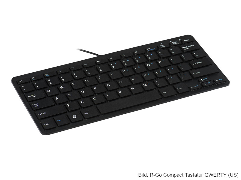 R-Go Compact Tastatur QWERTZ (DE) drahtgebunden RGOECQZB, schwarz verkabelt