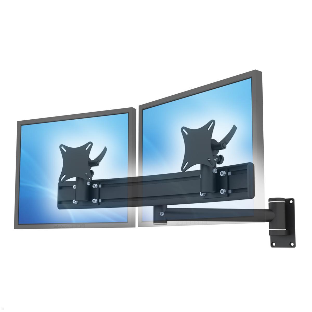 MonLines MWH223B TFT-Star schwenkbarer Wandhalter für 2 Monitore mit Para System, schwarz